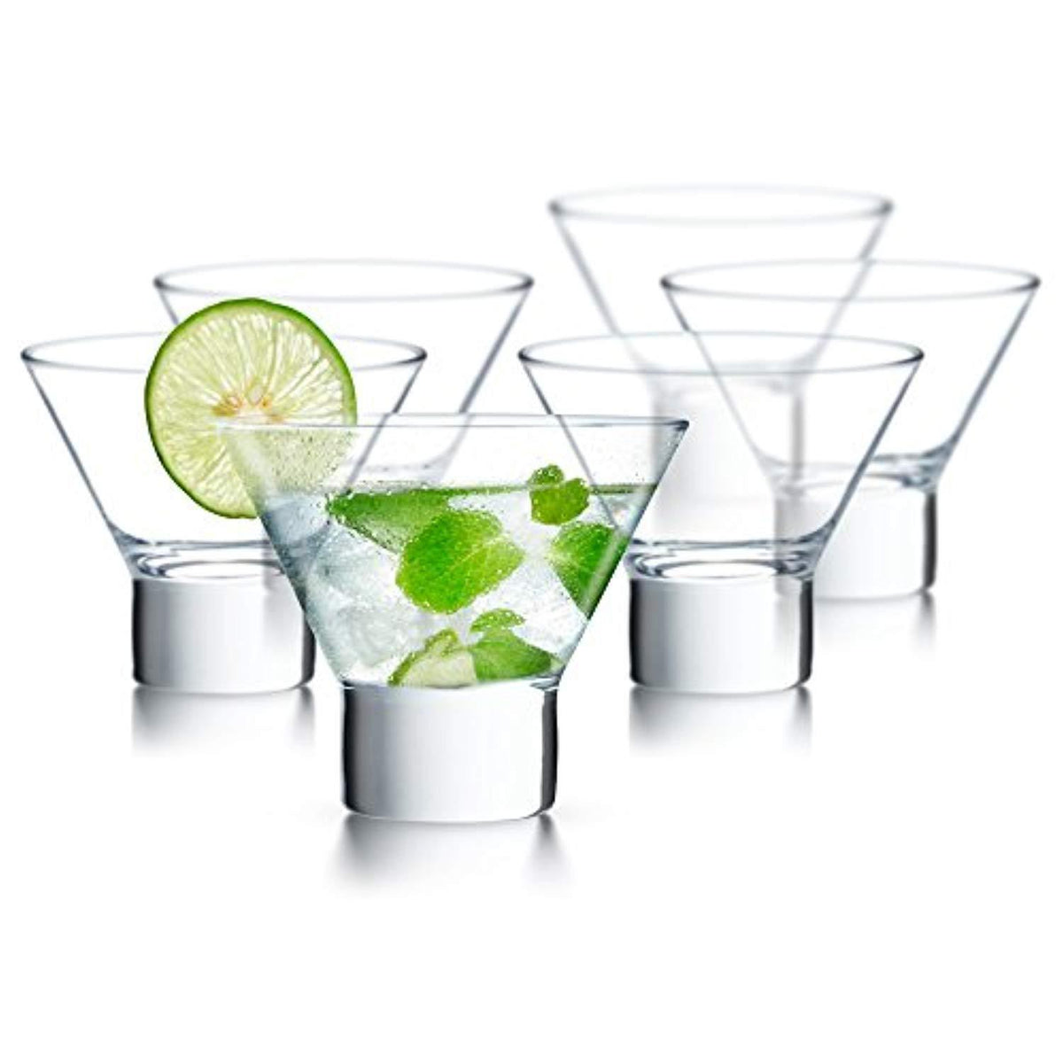 Kook Stemless Martini Glasses, Set of 6, 8 Oz, Clear