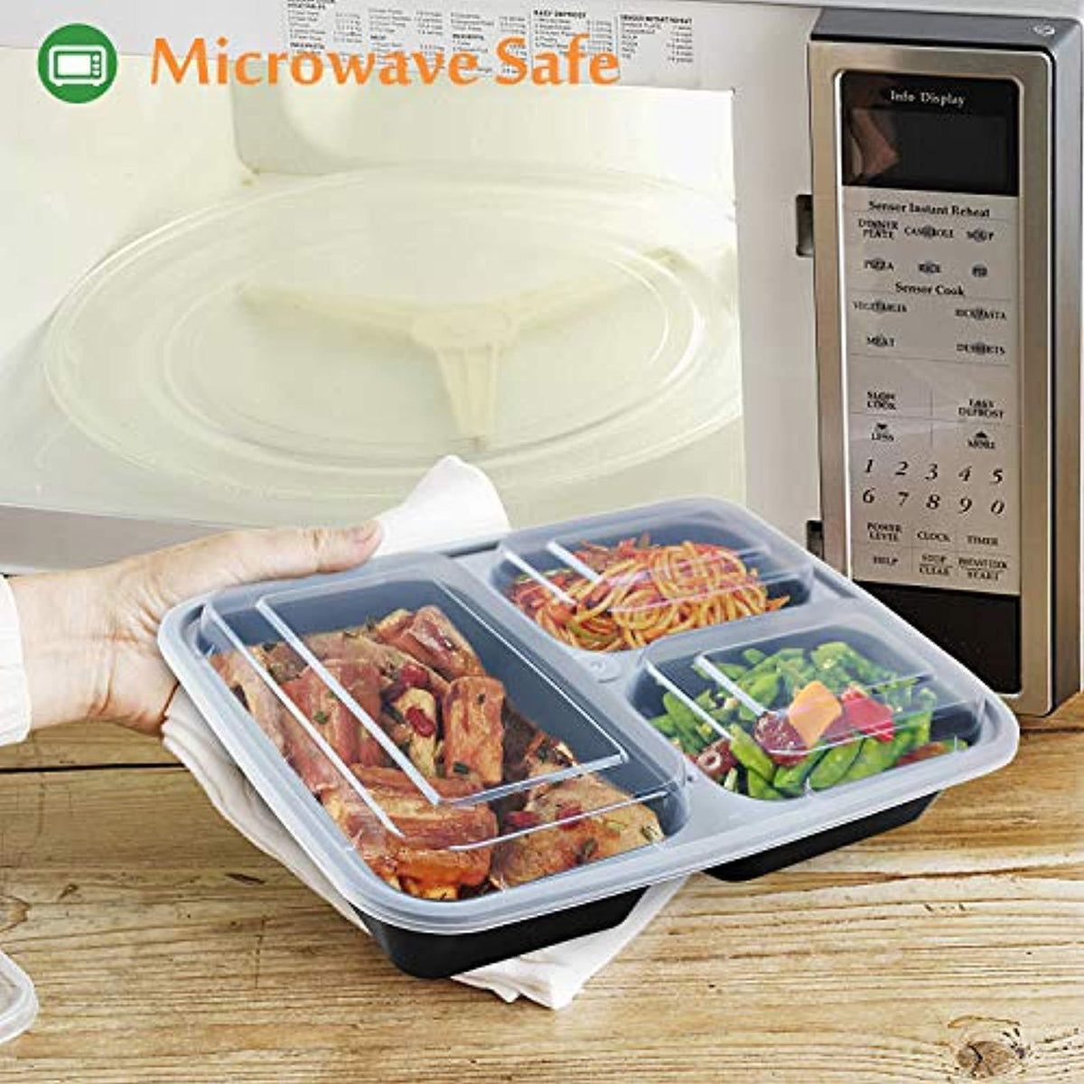 Enther 20 Pack 3 Compartment Meal Prep Containers with Lids,Food Stora ...