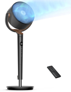 Dreo Fan for Bedroom, 120° Oscillating Standing Fan, Quiet Floor Fan with DC Motor, 82ft Pedestal Fan for Whole Room, 8 Speeds, 3 modes, 20dB, 120° Manual Vertical, 35-40" Adjustable Height, 8H Timer