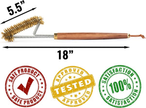 Grillaholics Pro Brass Grill Brush - Softer Brass Bristle Wire Grill Brush for Safely Cleaning Porcelain and Ceramic Grates - Lifetime Manufacturer's Warranty