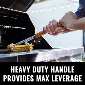 Grillaholics Pro Brass Grill Brush - Softer Brass Bristle Wire Grill Brush for Safely Cleaning Porcelain and Ceramic Grates - Lifetime Manufacturer's Warranty