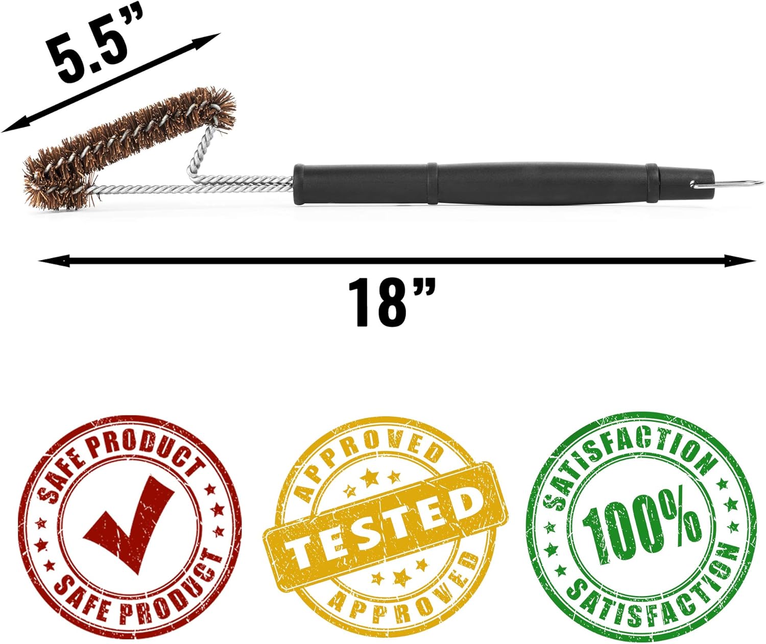 Grillaholics Essentials Grill Brush Palmyra - Natural Palmyra Bristle Brushes Clean Between The Grates and Season Your Grill - Lifetime Manufacturers Warranty