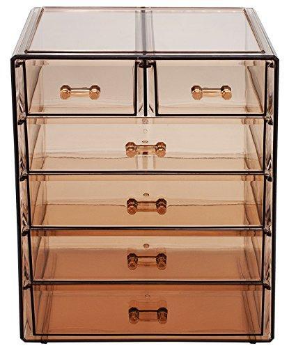 Sorbus Cosmetics Makeup and Jewelry Big Storage Display-Stylish Vanity, Bathroom Case, 4 Large, 2 Small Drawers, Clear