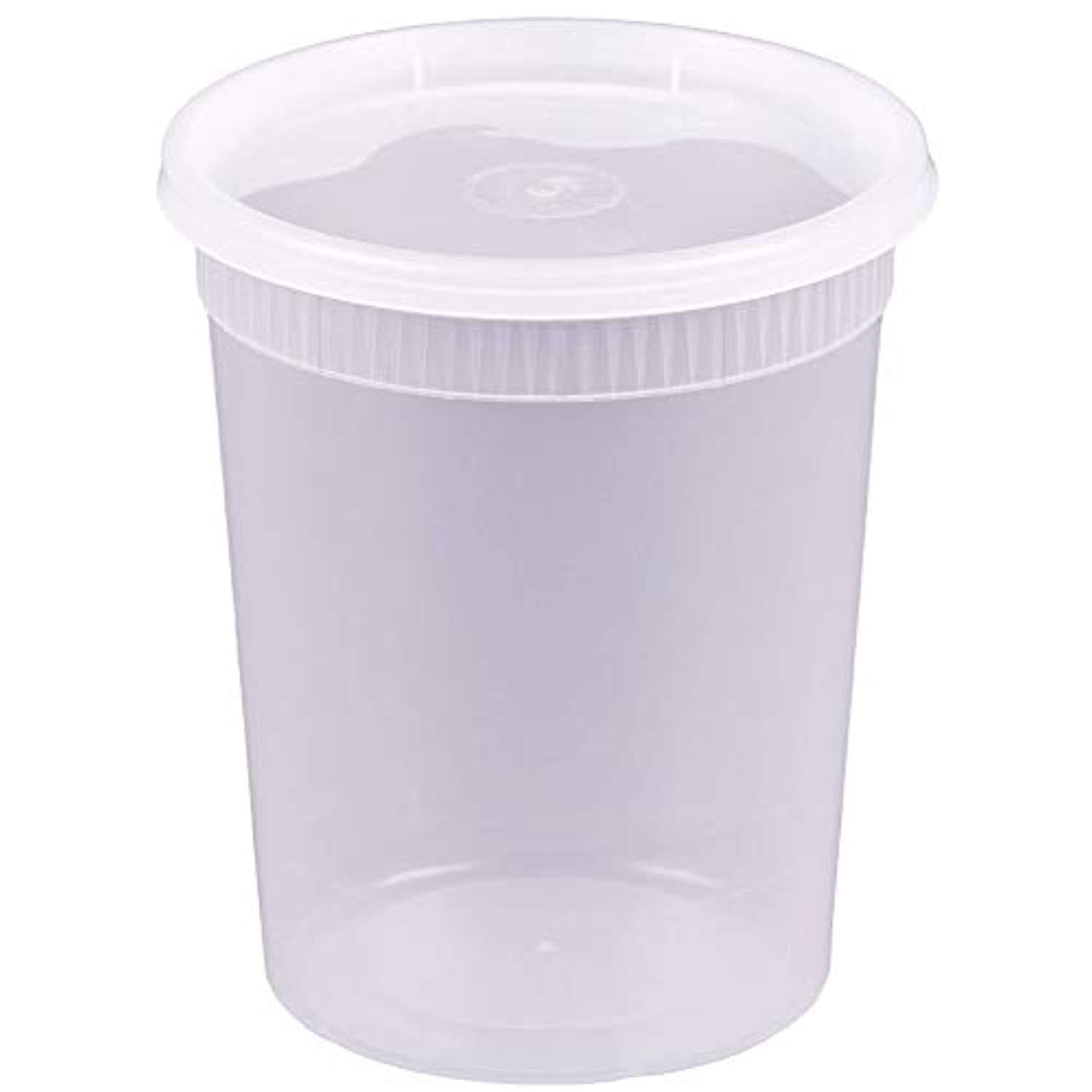 [24 Sets- 32 oz.] Plastic Deli Food Storage Containers With Airtight Lids