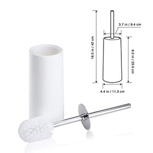 Homemaxs Toilet Brush with Holder - Heavy Duty Stainless Steel Upgraded Length Handle Bowl Scrubber Cleaner Set, 2 Pack – Ergonomic, Durable Shed-Free Scrubbing Bristles, Discreet Wand Stand