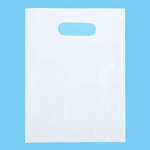 White LDPE Solid Handle Bag | White Merchandise Bag With Die Cut Handles Tear Resistant Strength | Perfect for Trade Shows, Retail, and More | Made by ClearBags Brand | (100 Bags, White)