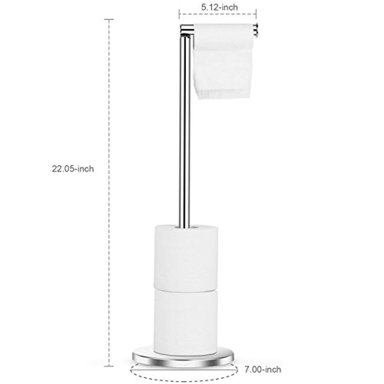 Naturous 430 Stainless Steel Toilet Paper Holder, Free Standing Lavatory Pedestal Toilet Paper Stand with Reserve