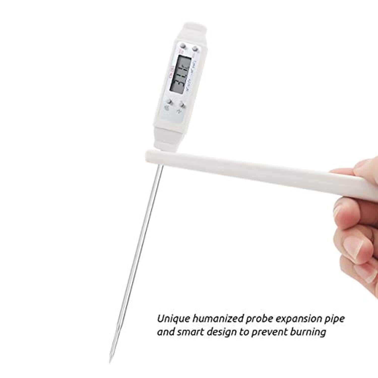 Cooking Food Thermometer Digital Instant Read Meat Thermometer Grill Thermometer BBQ Thermometer High Accuracy Kitchen Thermometer for Oil Water Milk Tea Beer (White)