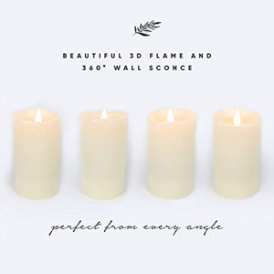 FLAMELESS CANDLES with Realistic Flickering Flame - Authentic Candle Light for a Relaxing, Beautiful home; Real Wax Pillar with Timer, Battery Operated LED, Unscented, Ivory White, 3x5"