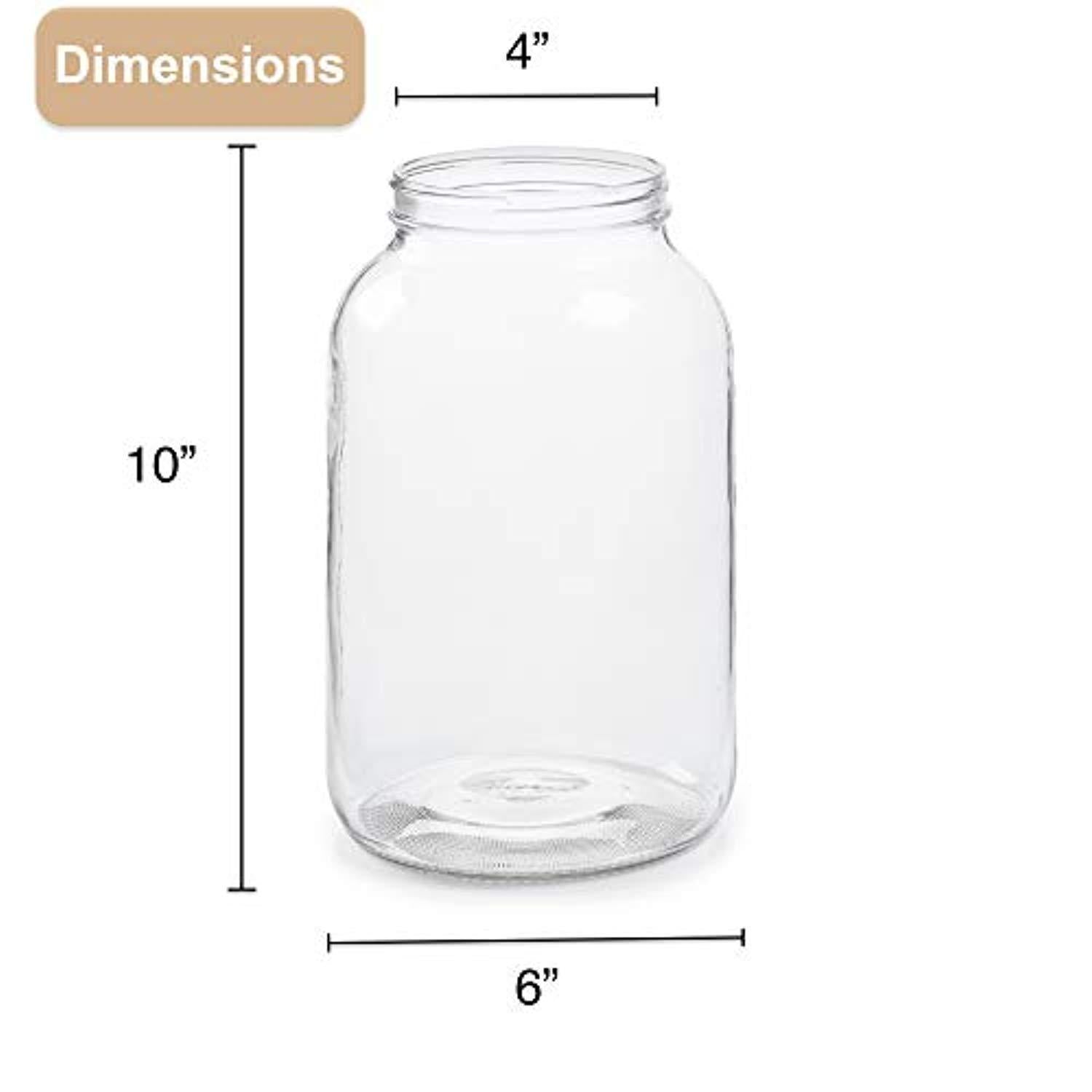 2 Pack - 1 Gallon Glass Jar w/Plastic Airtight Lid, Muslin Cloth, Rubber Band - Made in USA, Wide Mouth - BPA Free - Kombucha, Kimchi, Kefir, Canning, Sun Tea, Fermentation, Food Storage