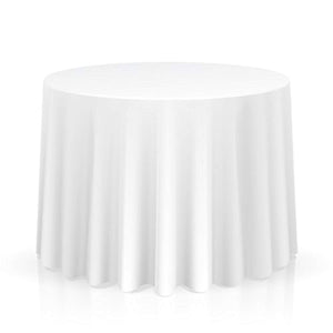 Lann's Linens - 120" Round Premium Tablecloth for Wedding/Banquet/Restaurant - Polyester Fabric Table Cloth - White