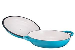 Enameled Cast Iron Casserole Braiser - Pan with Cover, 3.8-Quart, Marine Blue