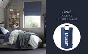 DOKEHOM DKA0001DB2 82L Large Laundry Basket (6 Colors) with Coin Bag, Collapsible Fabric Laundry Hamper, Foldable Clothes Bag, Folding Washing Bin (Dark Blue, L)