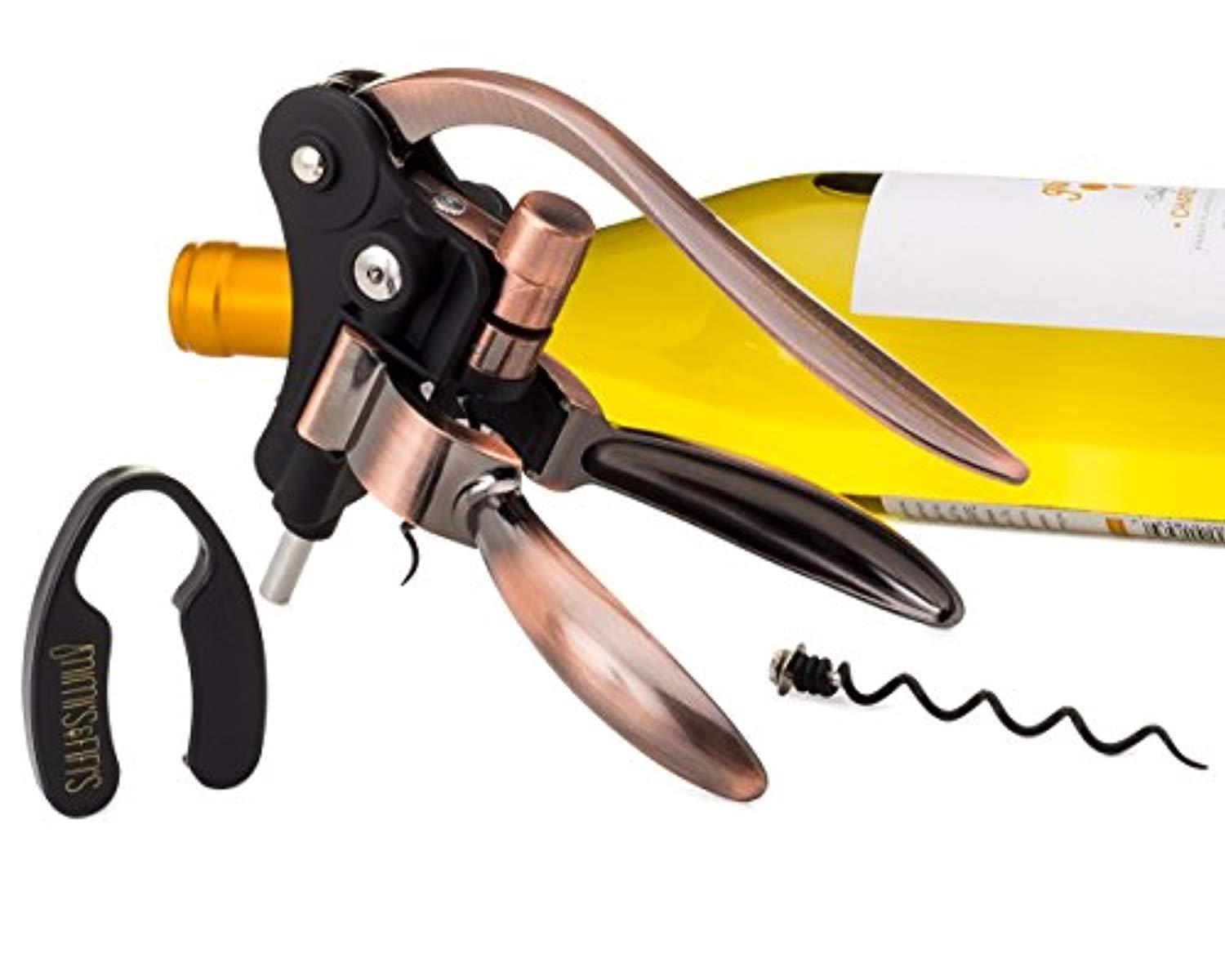Improved Design, Non-breakable Wine Bottle Opener Corkscrew Set With Foil Cutter and Extra Screwpull, Unique Gifts For Mom, Women, Men, Her, Him, Anniversary, Birthday, Christmas, Couples