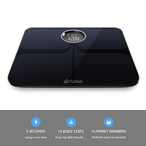 YUNMAI Premium Smart Scale - Body Fat Scale with New Free APP & Body Composition Monitor with Extra Large Display - Works with iPhone