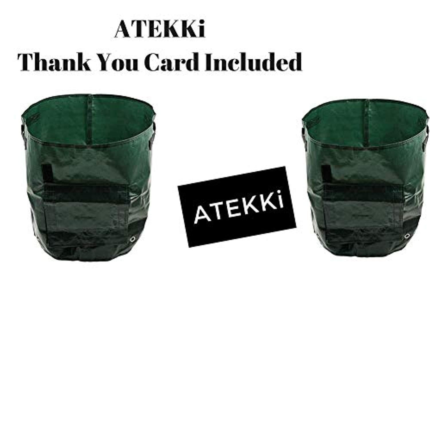 ATEKKi Potato Grow Bags 2-Pack 10 Gallon Planter, Access Flap, Handles, Gardening Planter, Smart Aeration Fabric - Vegetables, Carrot, Tomato, Onion - Growing Planting Bags - Heavy Duty Container Pot