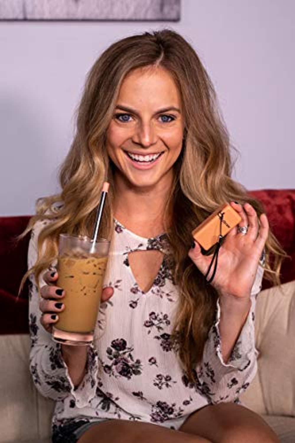 he Original MyStraw Folding Drinking Stainless Steel Metal Straw | Collapsible Reusable-Medical Food Grade | Portable with Case Keychain Cleaning Brush | Wide Mouth (Black Sand)