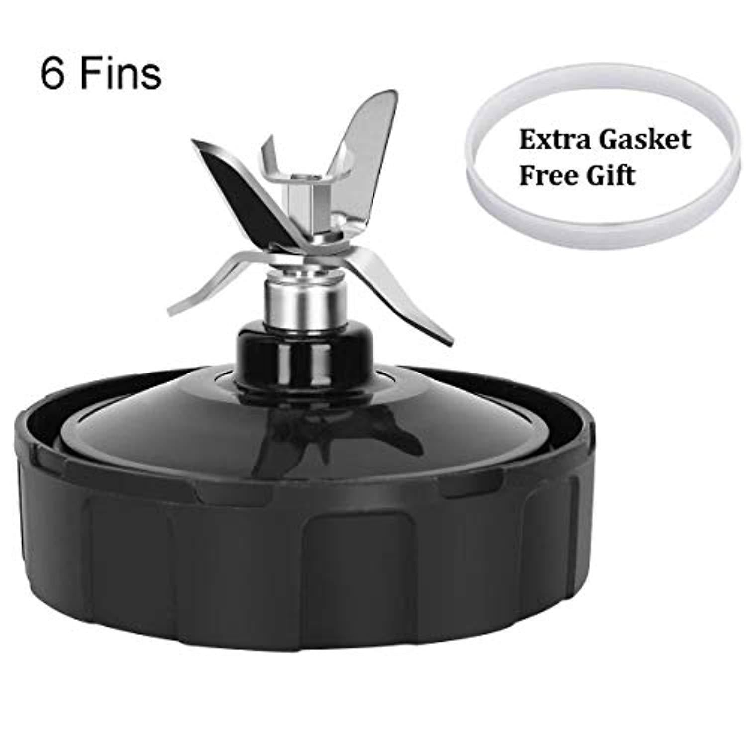 Ninja Blender Replacement Parts, Ninja Blender Blade 6 Fins + 1 Gasket Rubber for Nutri Ninja Pro BL450 Auto iQ BL480 BL480D BL481 BL482 Ninja Blender Accessories Blade Assembly (Black)