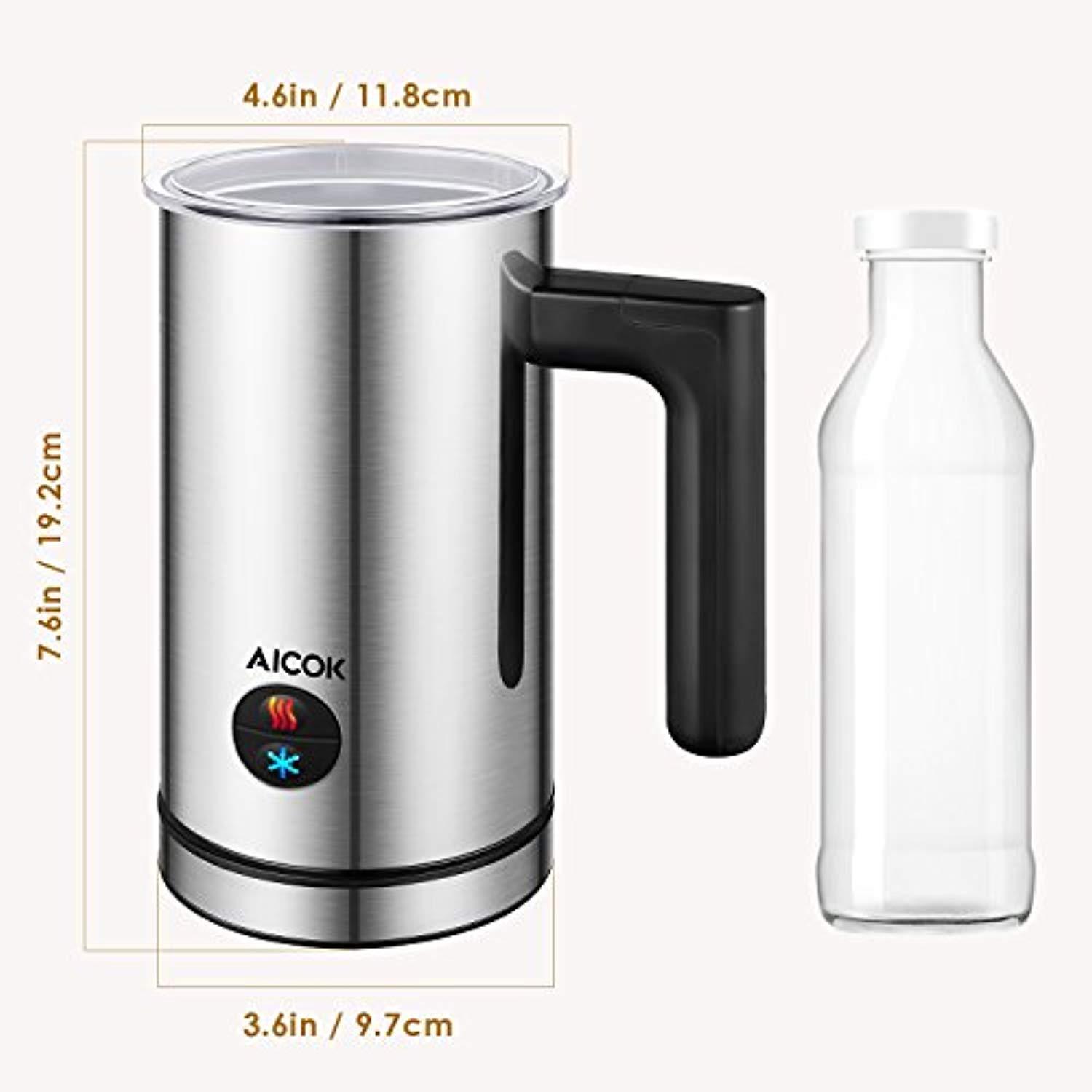 Aicok Milk Frother, Milk Steamer with New Foam Density Feature, Electric Milk Frother and Warmer for Latte, Cappuccino, Hot Chocolate (FDA Approved)