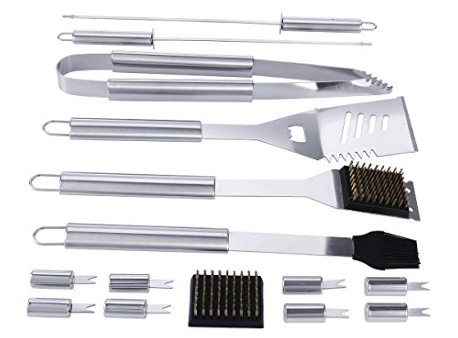 Kacebela BBQ Tools Set, 19-Piece Grill Tools Set, Heavy Duty Stainless Steel Barbecue Grilling Utensils, Premium Grilling Accessories for Barbecue - Spatula, Tongs, Forks, and Basting Brush