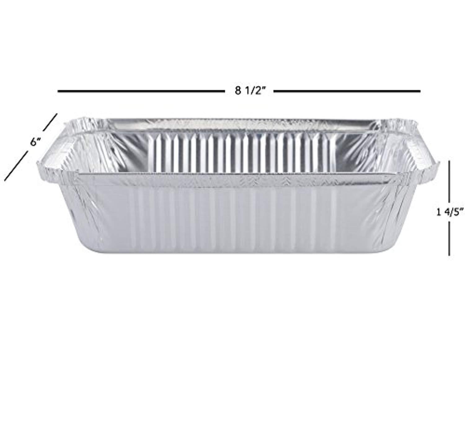 DOBI (50 Pack) 2.25lb Takeout Pans - Disposable Aluminum Foil Take-Out Containers with Lids, Standard Single-Portion-Size, 8 1/2" x 6" x 1 4/5"