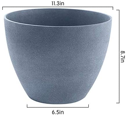 La Jolíe Muse Flower Pot Garden Planters Outdoor Indoor, Plant Containers with Drain Hole, Weathered Grey(11.3 Inch, Pack 2)