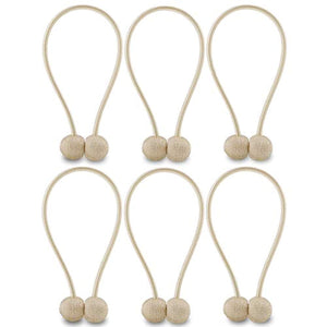 HUYIJJH Curtain Tiebacks Magnetic, Drape Holders Holdbacks Decorative Weave Rope Clips Window Sheer Blackout Panels Home Office, Beige (Pack of 6) by NZQXJXZ