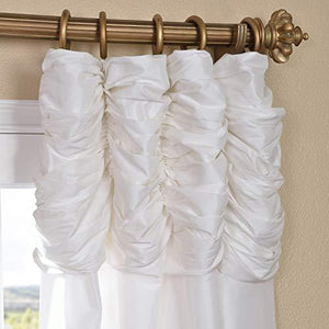 Half Price Drapes PTCH-112-108-RU Ruched Faux Silk Taffeta Curtain, Platinum