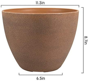 La Jolíe Muse Flower Pot Garden Planters Outdoor Indoor, Plant Containers with Drain Hole, Weathered Grey(11.3 Inch, Pack 2)