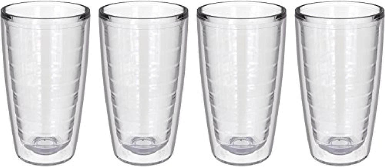 4-pack Insulated 16 Ounce Tumblers - Clear - Sweat Resistant - BPA-Free - Made in USA