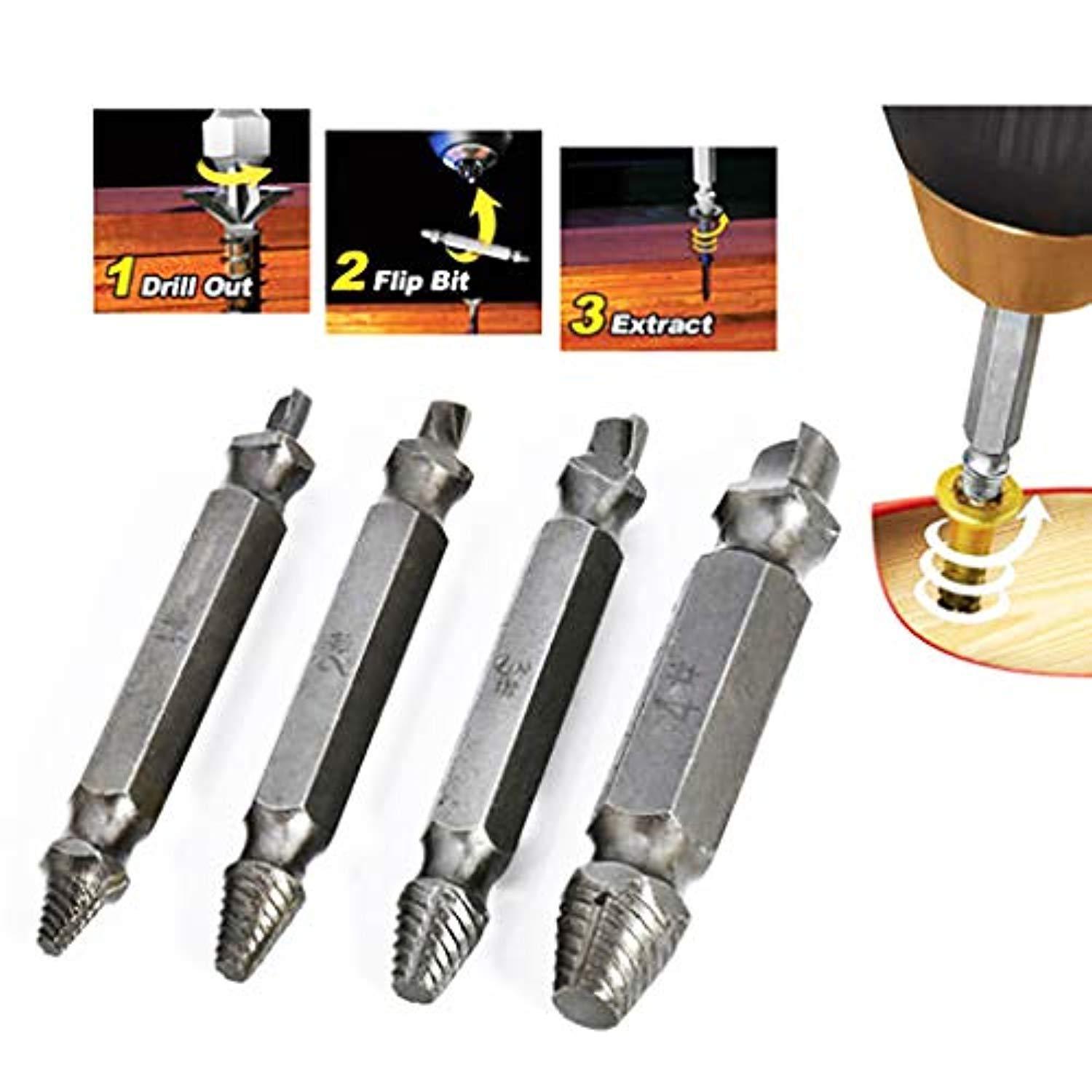 Damaged Screw Extractor Set Remove Broken Screw Using Bolt Extractor Set & Stripped Screw Extractor Kit. Easily Remove Stripped or Damaged Screws. Made From H.S.S 4341, Hardness is 63-65HRC by Taskster