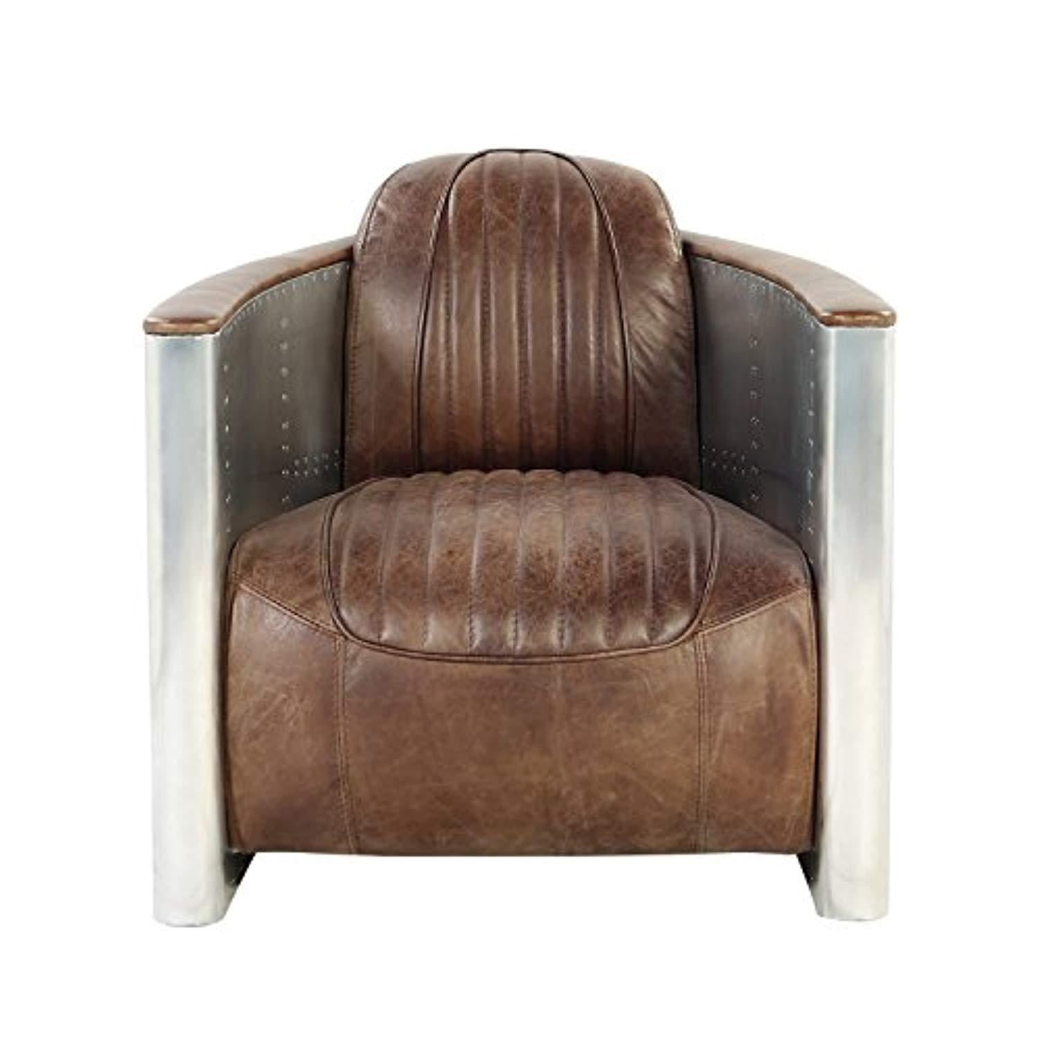 ACME Furniture 53548 AC-53548 Sofa Retro Brown TG Leather & Aluminum