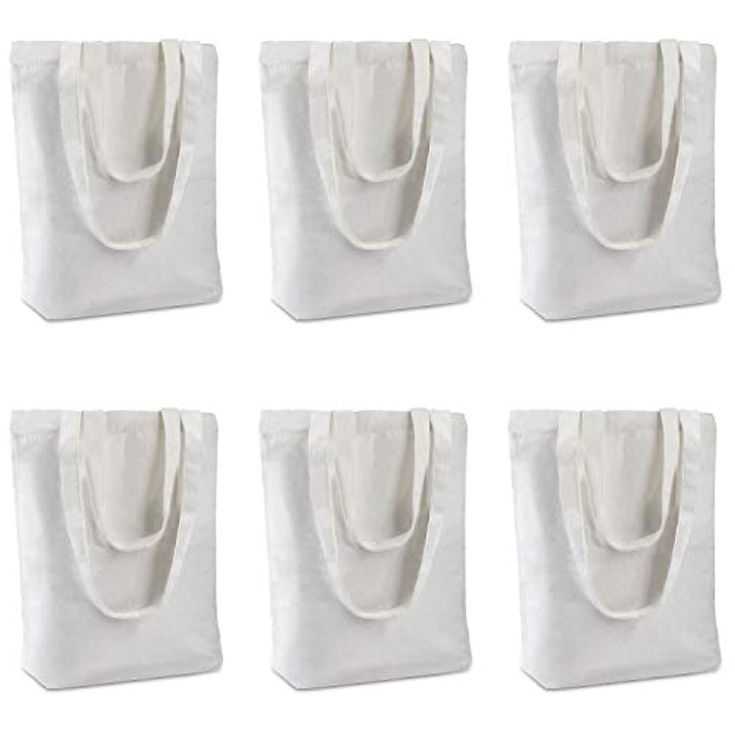 Insternet 6 pack canvas tote bag reusable canvas bag bulk for crafting, decorating, plain, grocery,shopping (white)