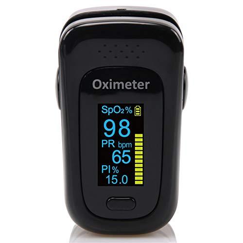 InnovoFingertip OLED Type Pulse Oximeter measures Oxygen Saturation, Pulse Rate (SpO2) & Perfusion Index (Black)