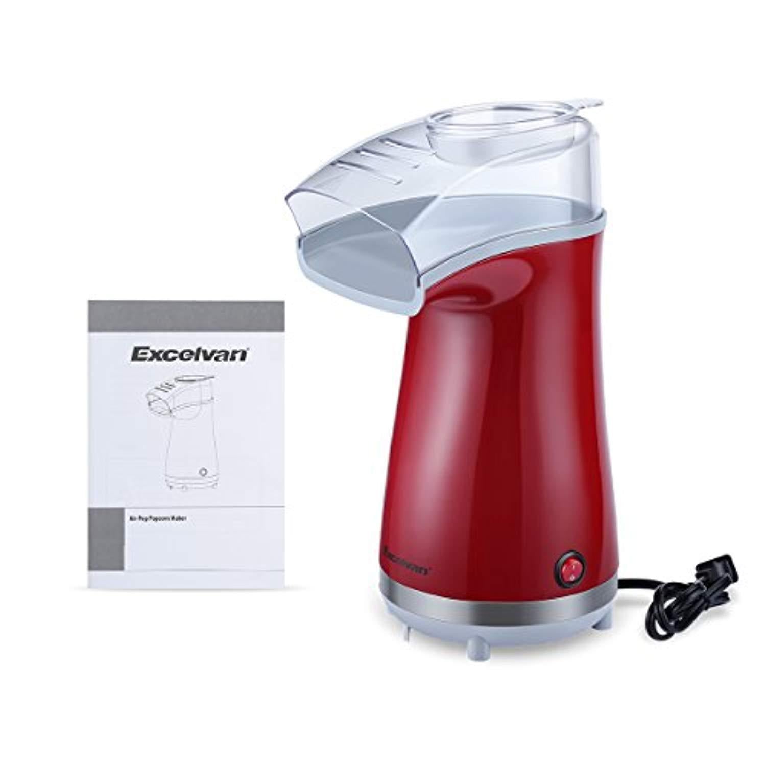 Excelvan Hot Air Popcorn Popper Electric Machine Maker 16 Cups of Popcorn, with Measuring Cup and Removable Lid, Red