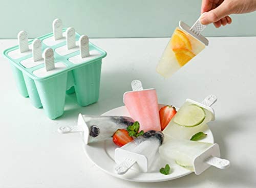 Goging Popsicle Mould，Popsicle Molds 6 Pieces Silicone Ice Pop Molds BPA Free Popsicle Mold Reusable Easy Release Ice Pop Make (Green)