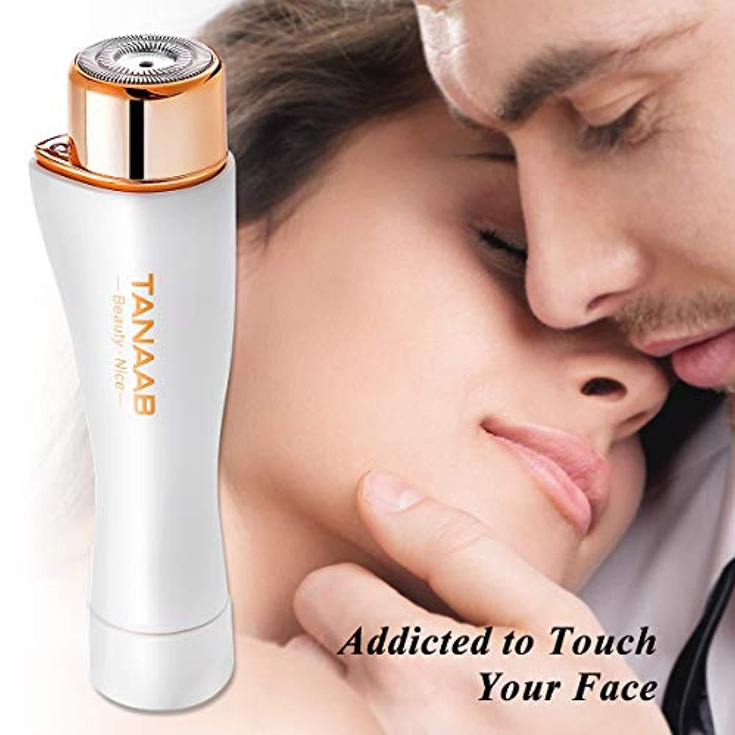 TANAAB Facial Hair Removal for Women Painless Waterproof Facial Hair Remover Shaver Trimmer for Face Lips Chin Cheeks Arm Built-in LED (White Gold)