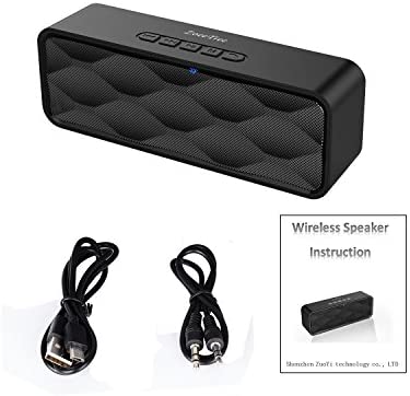 ZoeeTree S1 Wireless Bluetooth Speaker, Outdoor Portable Stereo Speaker with HD Audio and Enhanced Bass, Built-in Dual Driver Speakerphone, Bluetooth 4.2, Handsfree Calling, TF Card Slot - Black Black Black