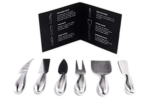 LUNAR Premium 6-Piece Cheese Knife Set - Complete Stainless Steel Cheese Knives Collection