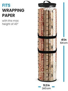 Christmas Wrapping Paper Storage Bag - Fits 14 to 20 Standard Rolls Upto 40"- Slim Design Underbed Wrapping Paper Storage Container, Water Proof PVC Fabric, Clear by ZOBER