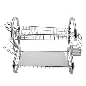 Zippem 2-Tier Dish Drying Rack – Dish Drainer, Chrome Plating Dish Rack, Includes Utensil Holder, and Drain Board, Silver 15.74 x 14.57 x 9.84 Inches
