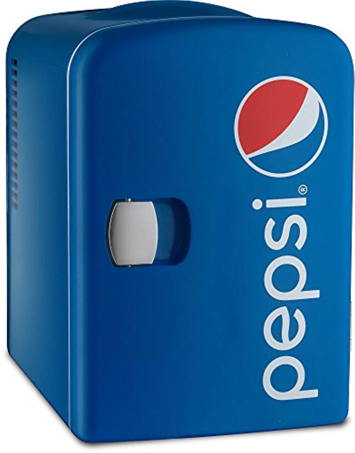 Gourmia GMF660 Pepsi Thermoelectric Mini Fridge Cooler and Warmer - 4 Liter/ 6 Can - For Home,Office, Car, Dorm or Boat - Compact & Portable - AC & DC Power Cords - Blue