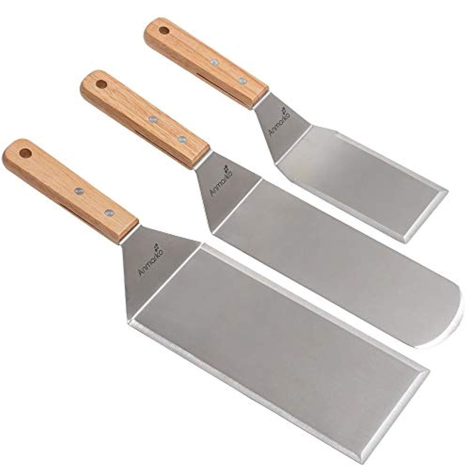 Professional Spatula Set - Stainless Steel Pancake Turner and Griddle Scraper 4x8 inch Oversized Hamburger Turner Great for Griddle BBQ Grill and Flat Top Cooking - Commercial Quality