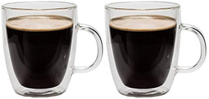 Insulated Double-Wall Glass Coffee Mugs and Tea Cups (Set of 2) | 12 oz Each, Durable, Highest Quality Glass, Dishwasher Safe