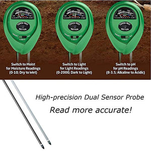 Lailieu Soil Test Kit 3-in-1 Soil Tester with Moisture,Light and PH Meter, Indoor/Outdoor Plants Care Soil Sensor for Home and Garden, Farm, Herbs & Gardening Tools(No Battery Needed)