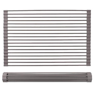 MOHICO Dish Rack Roll-up Dish Drying Rack Stainless Steel Over the Sink Countertop Kitchen Rack Drainer Multipurpose Heat Resistant with Anti Slip Silicone Cover-Large 20 1/2(L) x 13"(W)
