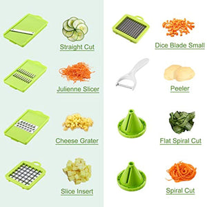 Vegetable Chopper Mandoline Slicer Dicer Cutter Peeler 13 In 1 Pro Manual Veggie Fruits Cheese Julienne Grater Squeezer Set 8 Blades With Cleaning Tool Hand Protector Container For Kitchen