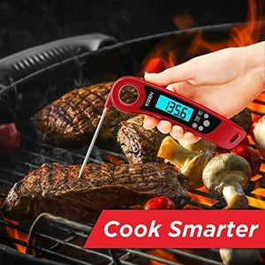 Kizen Instant Read Meat Thermometer- Waterproof Ambidextrous Thermometer with Backlight & Calibration.