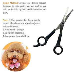 Elfirly Professional Pet Grooming Scissor with Round Tip Stainless Steel Dog Eye Cutter for Dogs and Cats, Professional Grooming Tool, Size 6.70" x 2.6" x 0.43"