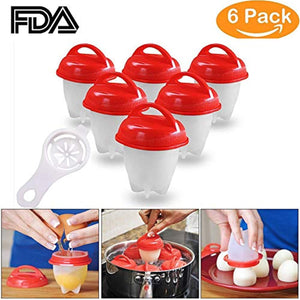 Perfect Egg Cooker, Egglettes, Hard Boiled Egg maker, Without The Shell, Nonstick Silicone, Egg Poachers, Free Avocado Knife, Quick Easy 6 Pack cups, BPA Free by EC Products